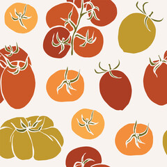 Line art tomatoes on vine seamless pattern © Maria
