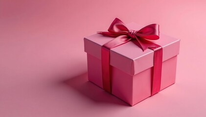 Fototapeta premium Elegant satin bow adorns a luxurious gift box, gift packaging, ribbon