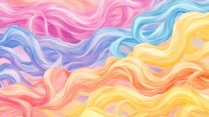 Obraz premium Pastel rainbow wavy hair texture, abstract art