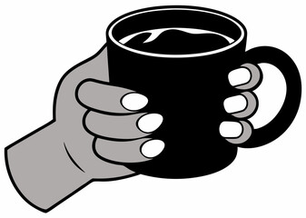 Hand holding a hot cup of coffee or tea