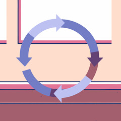 Business growth cycle arrows pointing to a target, a 3D recycling success concept illustration