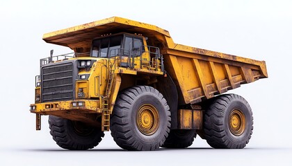 Heavy-duty dump truck, aged yellow