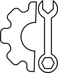 Repair tools and service icon Wrench, screwdriver and gear setting vector isolated on transparent background. Spanner perfect for diy crafting, and repair projects glyph symbol.