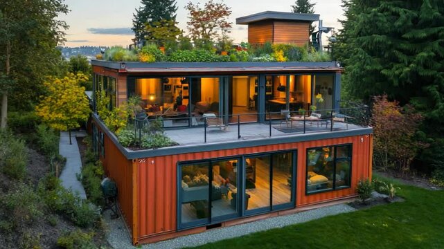 Stunning Two-Story Container Home with Rooftop Garden