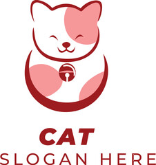 Happy Oxblood Cat Vector – Dramatic Dark Red Kitty with Accessory