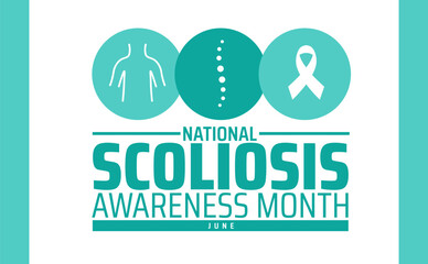 Scoliosis Awareness Month background banner or poster design template. observed every year in June. Holiday concept. Use to any Template, card, poster, placard, template.