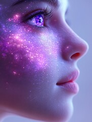 Fototapeta premium Face with cosmic glow