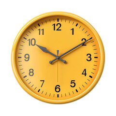 Wall clock isolated on white background showing time with clear dial and numbers simple design icon