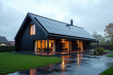 Modern Solar Powered House, Eco Friendly Sustainable Architecture, Clean Energy Living