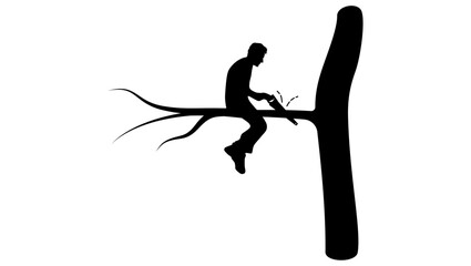 creating problems for yourself, black isolated silhouette