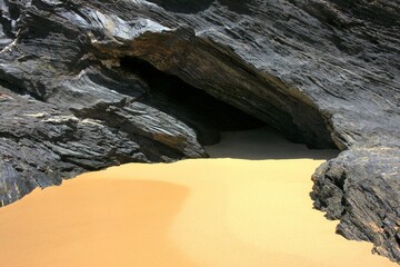 The rocky coast of South Portugal. The south-west point of Europe.