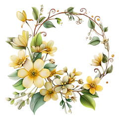 Obraz premium Watercolor, Vertical, Floral, Border, Botanical, Frame, Flower, Arrangement, Tall, Clipart, Green, Leaves, Transparent Background