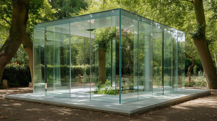 Obraz premium glass house in forest