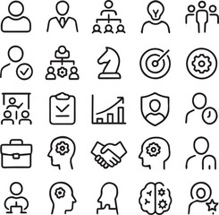Fototapeta premium Minimalist Business & Management Icon Set – 20 Unique Professional Symbols. 