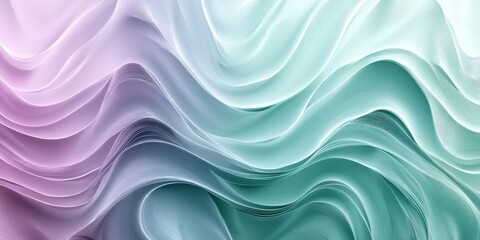 Fototapeta premium Mint and Lilac Wave Pattern, Abstract Background, Flowing Shapes, Curves, Decorative Elegance