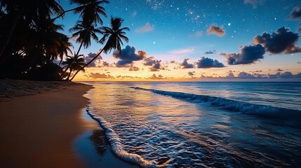 Tropical Sunset Beach Scene