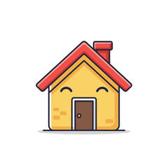 house emoji flat design vector illustration isolated white background
