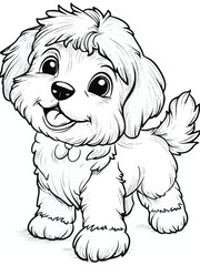 Happy Puppy Line Drawing for Coloring