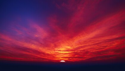 Fototapeta premium Fiery sunset sky dramatic cloudscape horizon