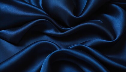 Fototapeta premium Luxurious deep blue silk fabric draped background