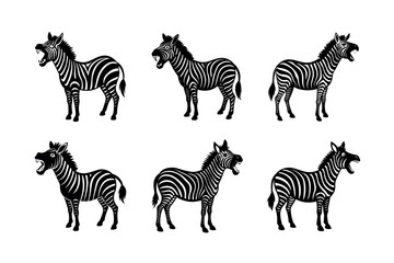 Obraz premium braying zebra expression set