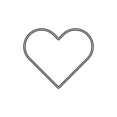 Simple line drawing of a heart icon, vector graphic, simple shapes, clip art style, white background, simple design, no shadow lines, no shadows, simple, flat, cute, thick black outline