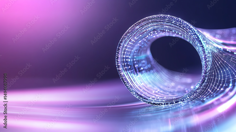 Poster A stunning abstract representation of light waves and digital patterns, showcasing innovation and modern design elements.