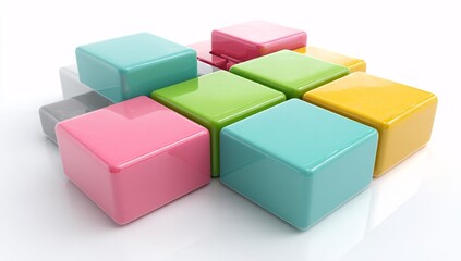 Obraz premium 3D sliding block puzzle shown on white, with colorful and playful plastic design.