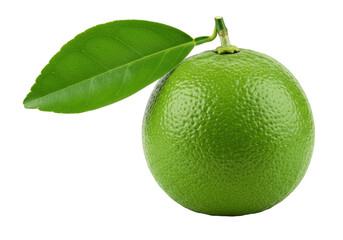 Fresh lime with leaf isolated on transparent background