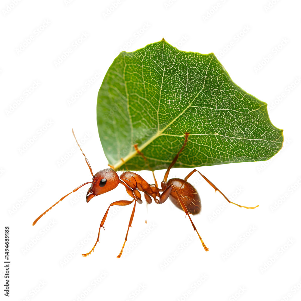 Aufkleber leafcutter ant carrying leaf, showcasing its unique behavior and adaptation. this insect is known fo