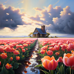 tulips in the village