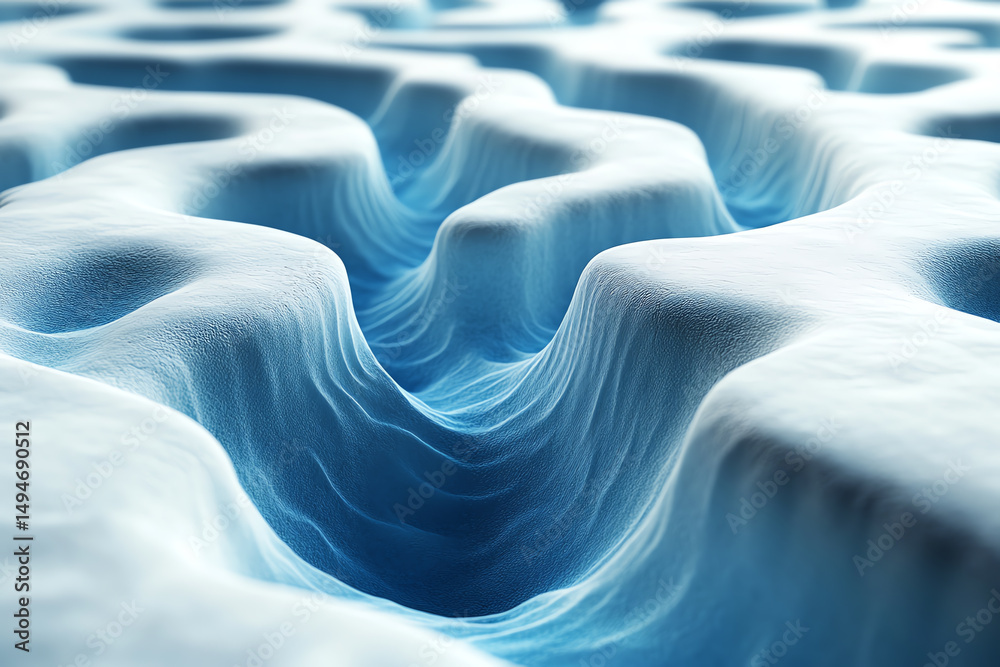 Poster An abstract close-up of stunning blue waves creating mesmerizing patterns and textures in a serene natural environment.
