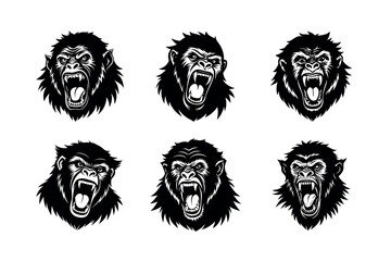 furious orangutan expression set