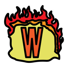 W Capital Alphabet Vector Filled Icon Design