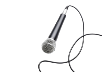 Microphone with cable, isolated on a transparent background