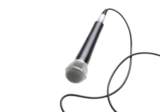 Microphone with cable, isolated on a transparent background