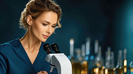 Woman with a microscope.