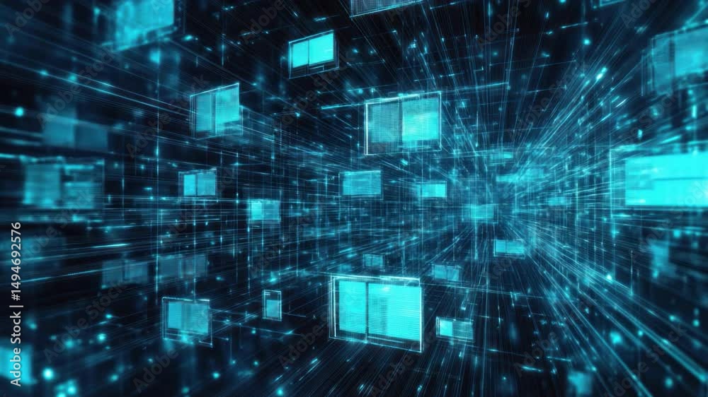 Aufkleber digital data network: a mesmerizing visual representing the interconnectedness of data in the digita