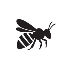 Minimal Bee Side View Silhouette