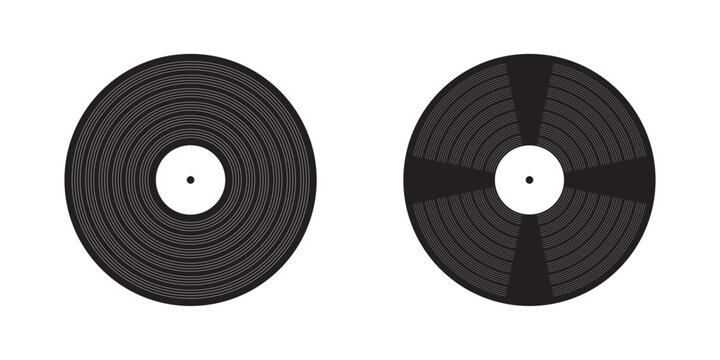 DJ turntable and vinyl record illustration Retro LP music disc icons for vintage party vibe 70s 80s 90s nostalgia Vector isolated artwork