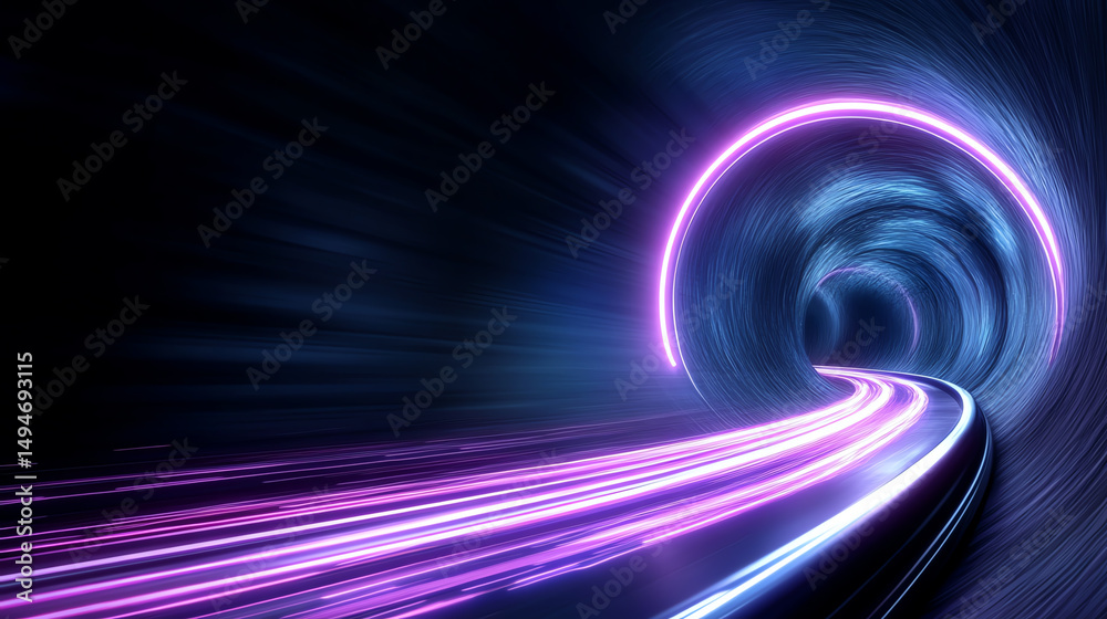 Aufkleber futuristic tunnel with glowing lights, representing speed and innovation in a digital world.
