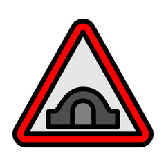Bridge Road Sign Vector Filled Icon Design