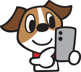 ジャックラッセルテリア犬キャラクター　スマホ操作1