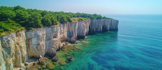 Fototapeta premium Cliff Above Blue Ocean View
