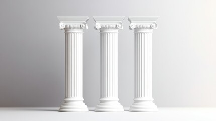 Obraz premium Three White Classical Columns, Architectural Design, 3D Render, Column, Architecture