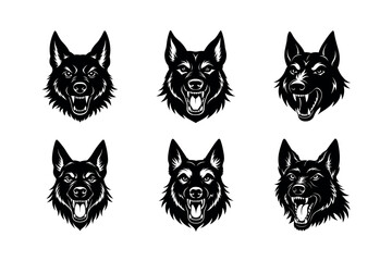 menacing German Shepherd expression set