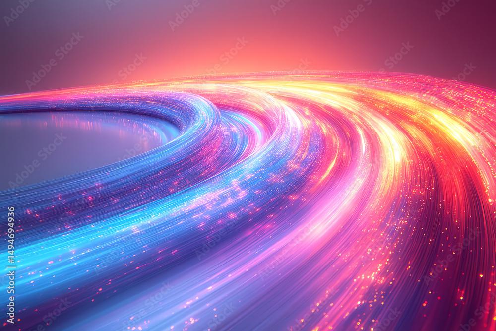 Fototapete Vibrant light trails create a dynamic and futuristic atmosphere, perfect for illustrating speed and technology.