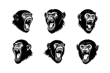 screaming chimpanzee expression set