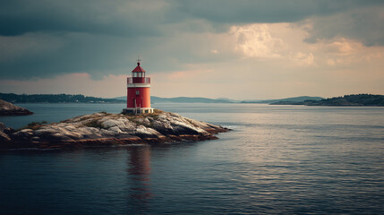 lighthouse on the shore of the sea