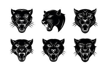 vicious panther face on white background set